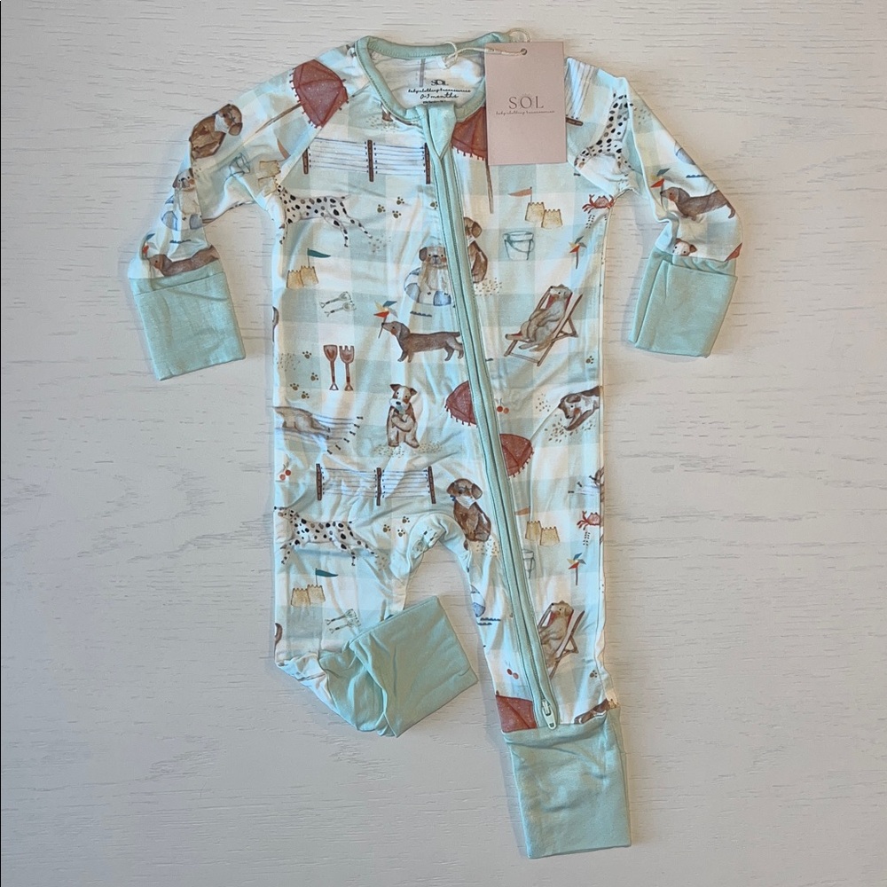 Sol Baby Girl Boy Dog Beach Pawty Convertible Romper 0-3 3-6 months